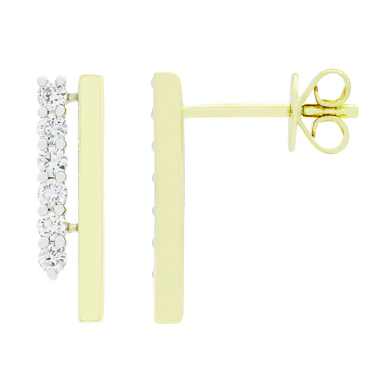 Diamond Double Bar Earrings in 10k Two Tone Gold image number null